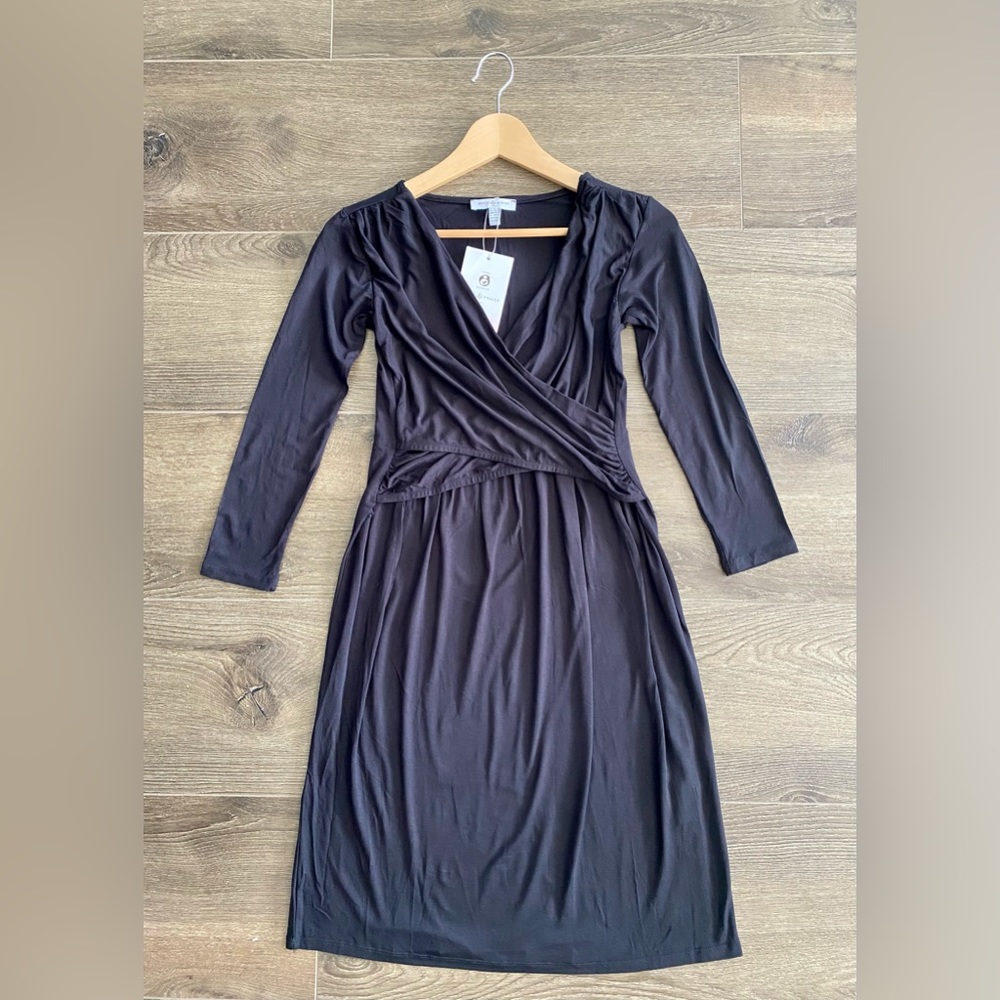 ENVIE DE FRAISE “Divine” Long Sleeve Black Maternity/Nursing Dress Size 4/6 NWT